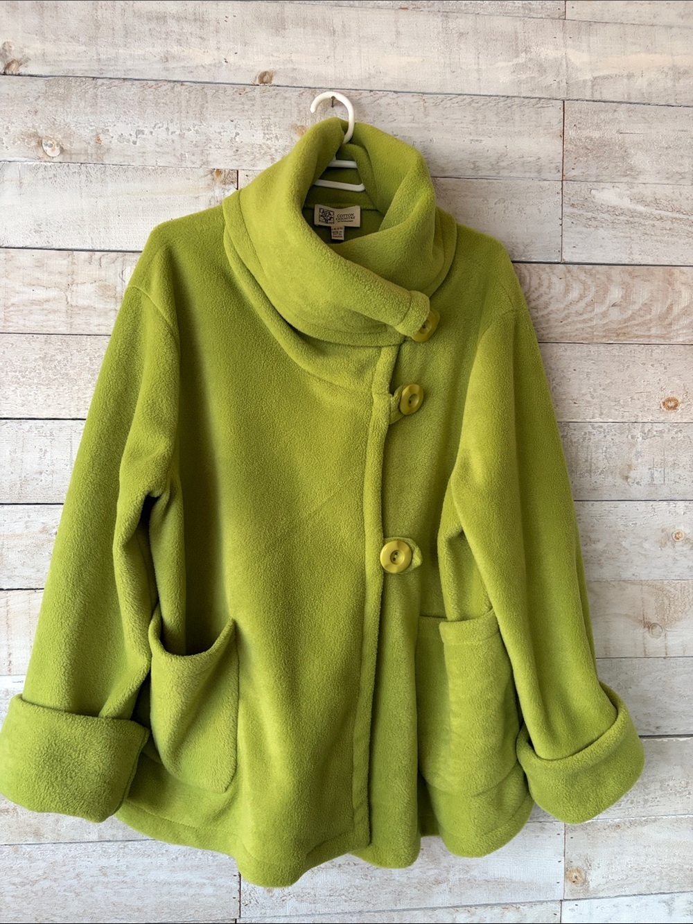 Cotton Country by Parkhurst chartreuse fleece oversized jacket - Picture 2 of 5